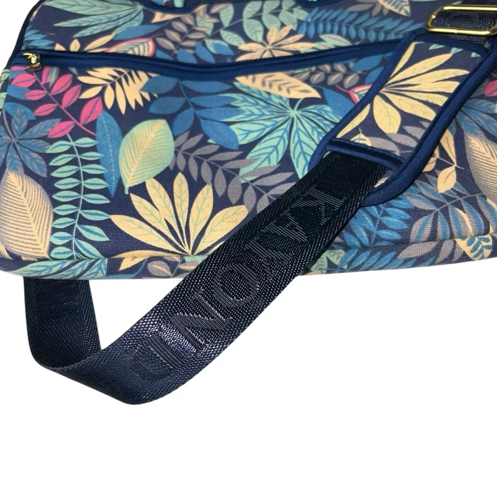 Kayond Tablet Small Laptop Case Colorful Leaf Print Blue Shoulder Strap 13 Inch